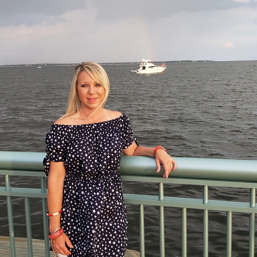 Navy and white stars off the shoulder dress
